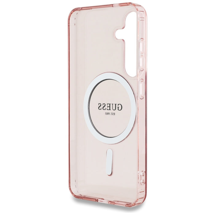 Guess Glitter Circle Classic Logo MagSafe Case for Samsung Galaxy S25 Pink