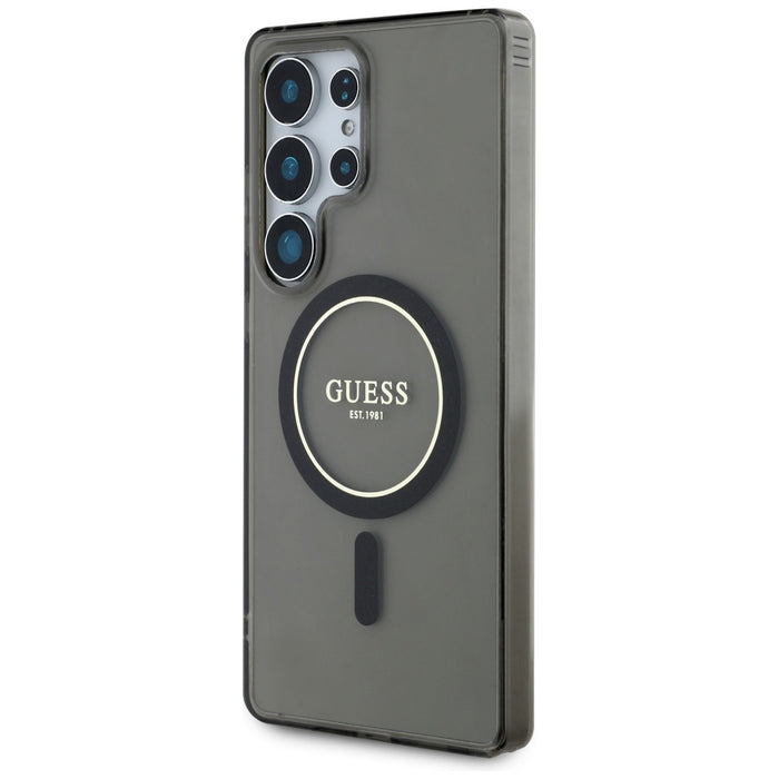 Guess Glitter Circle Classic Logo MagSafe case for Samsung Galaxy S25 Ultra black