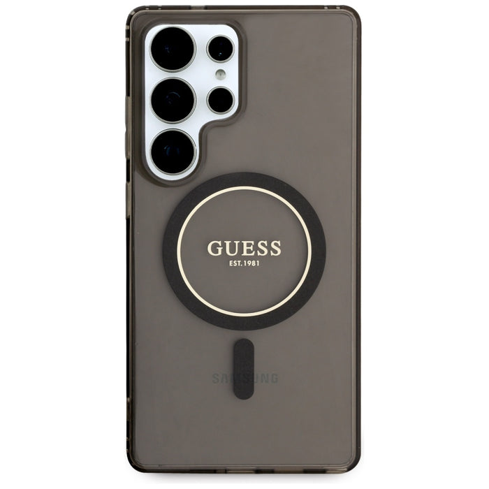 Guess Glitter Circle Classic Logo MagSafe case for Samsung Galaxy S25 Ultra black
