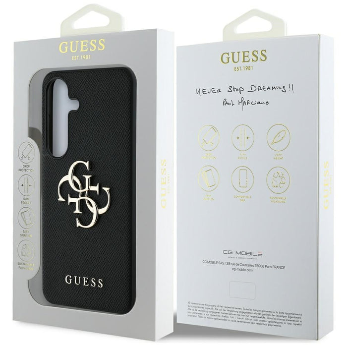 Guess Grained Big 4G Logo Small Classic Logo case for Samsung Galaxy S25 black