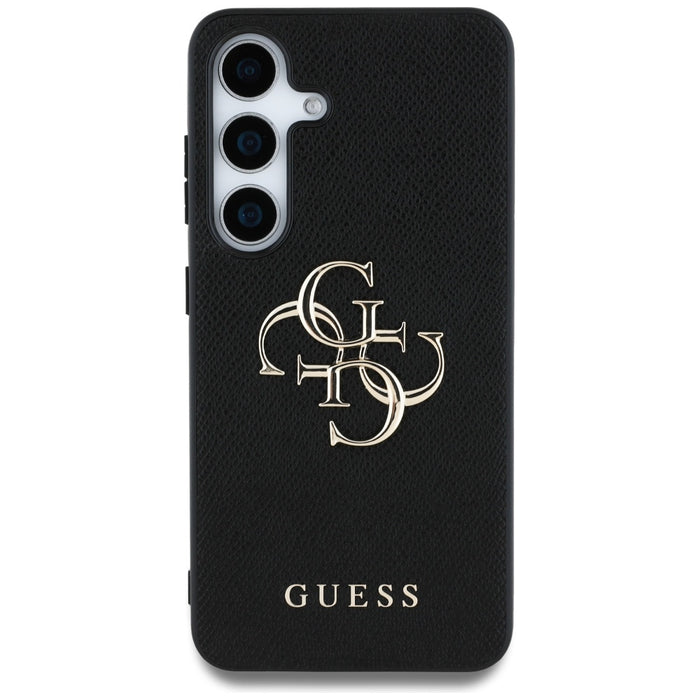 Guess Grained Big 4G Logo Small Classic Logo case for Samsung Galaxy S25 Plus black