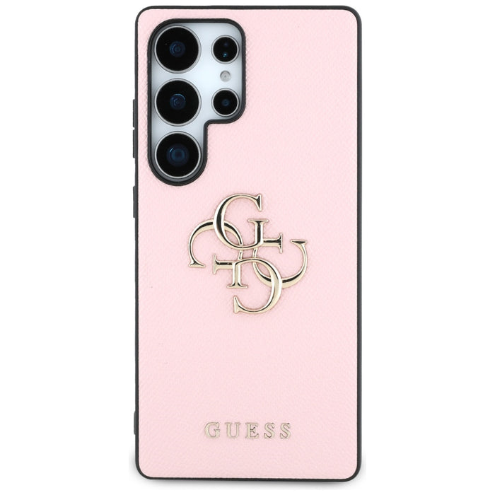 Guess Grained Big 4G Logo Small Classic Logo case for Samsung Galaxy S25 Ultra - pink