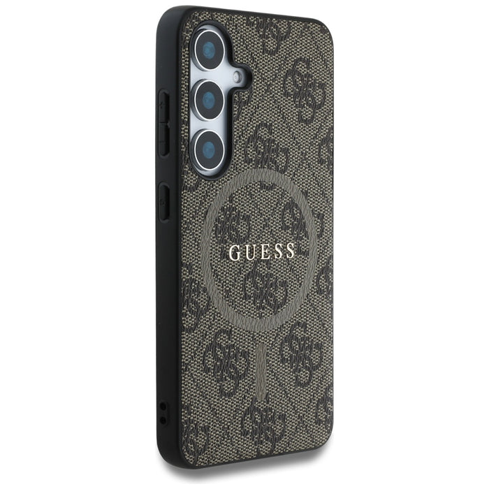 Guess Leather 4G Colored Ring Classic Logo MagSafe Samsung Galaxy S25 case brown