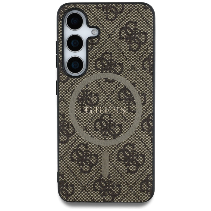 Guess Leather 4G Colored Ring Classic Logo MagSafe Samsung Galaxy S25 case brown
