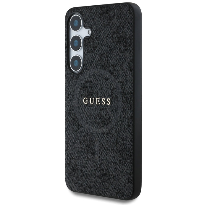 Guess Leather 4G Colored Ring Classic Logo MagSafe Samsung Galaxy S25 case black