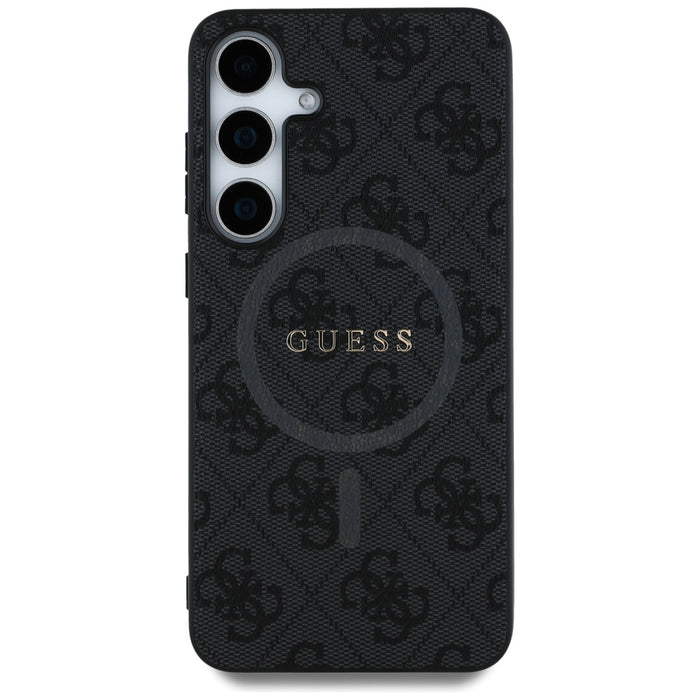 Guess Leather 4G Colored Ring Classic Logo MagSafe Case Samsung Galaxy S25 Plus black