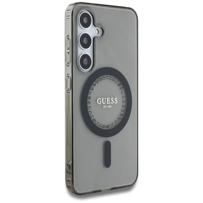 Guess Rhinestones Printed Classic Logo MagSafe Samsung Galaxy S25 case black