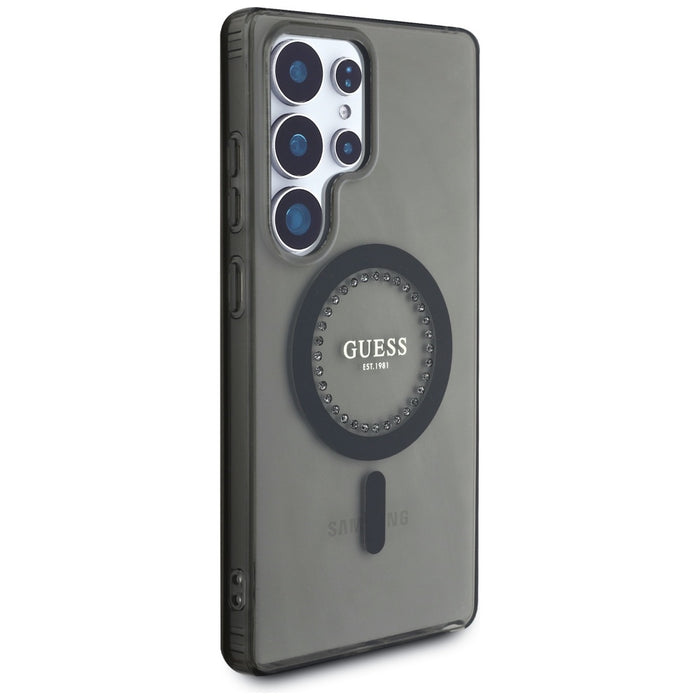 Guess Rhinestones Printed Classic Logo MagSafe Samsung Galaxy S25 Ultra case black