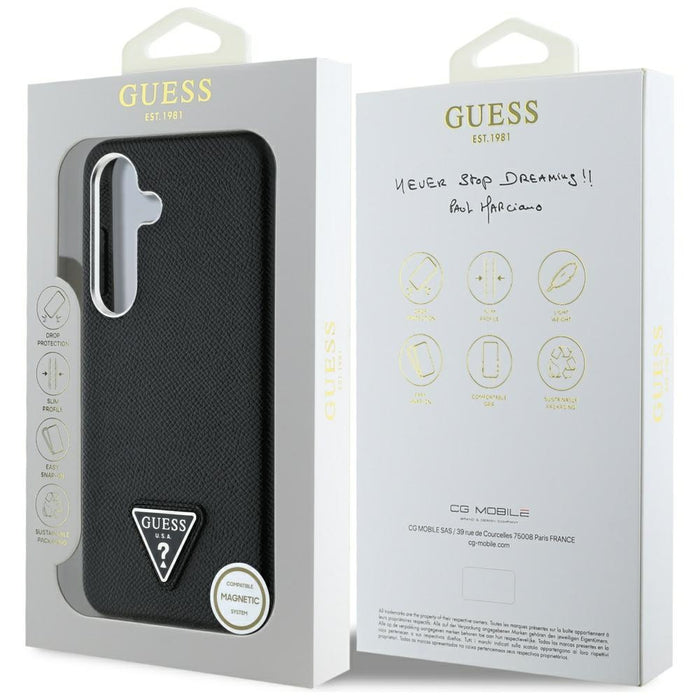 Guess Grained Triangle Logo MagSafe case for Samsung Galaxy S25 - black
