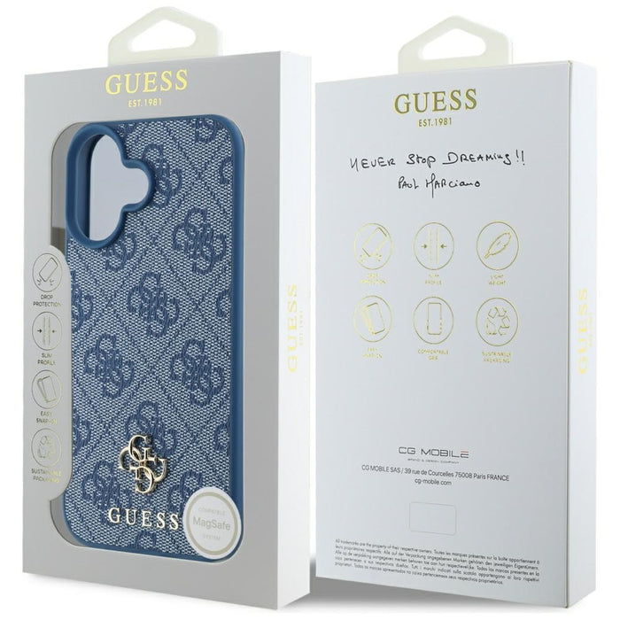 Guess HC PU 4G Small 4G and Classic Case for iPhone 16 MagSafe - Blue