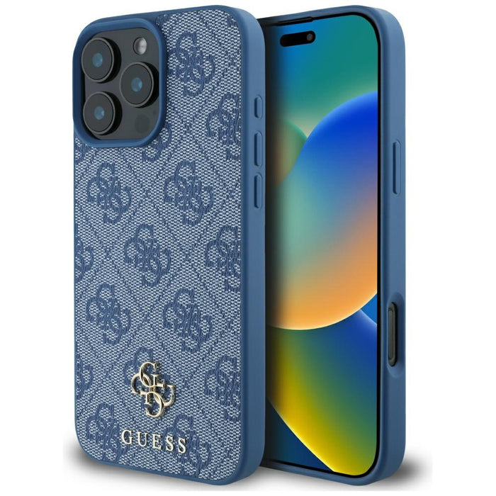 Guess HC PU 4G Small 4G and Classic Case for iPhone 16 Pro Max MagSafe - Blue