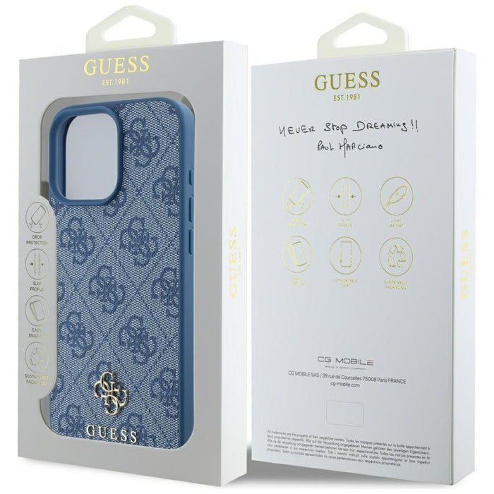 Guess HC PU 4G Small 4G and Classic Case for iPhone 16 Pro Max MagSafe - Blue