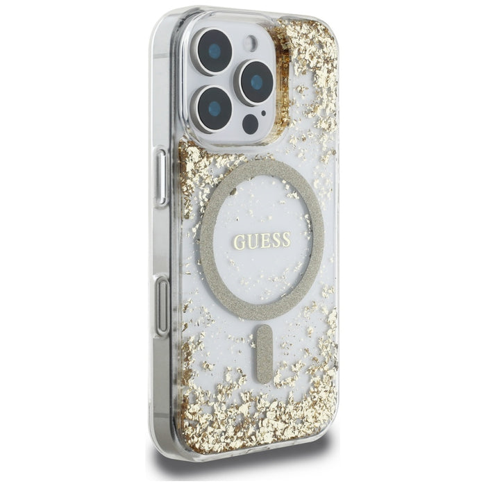 Guess HC Resin Bottom Glitter MagSafe case for iPhone 16 Pro - gold