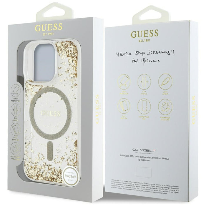 Guess HC Resin Bottom Glitter MagSafe case for iPhone 16 Pro - gold