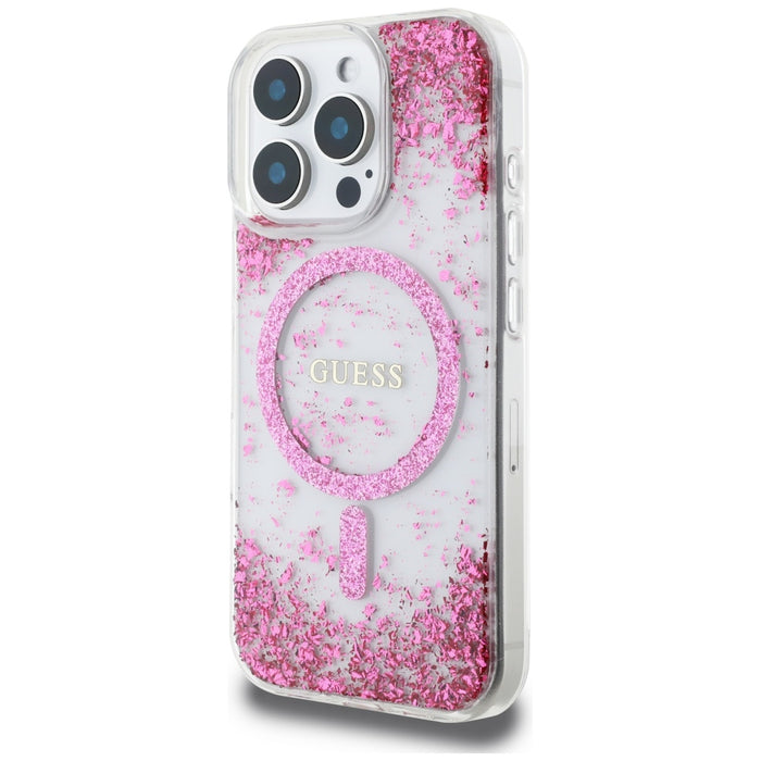 Guess HC Resin Bottom Glitter MagSafe Case for iPhone 16 Pro Max - Pink