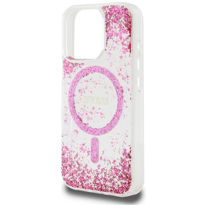 Guess HC Resin Bottom Glitter MagSafe Case for iPhone 16 Pro Max - Pink
