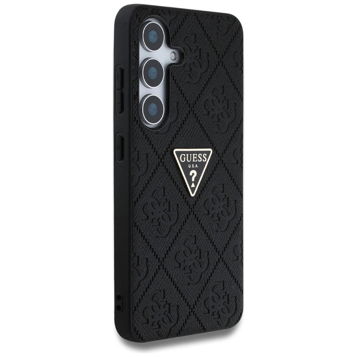 Guess Hot Stamp 4G Pattern Triangle Metal Logo case for Samsung Galaxy S25 - black
