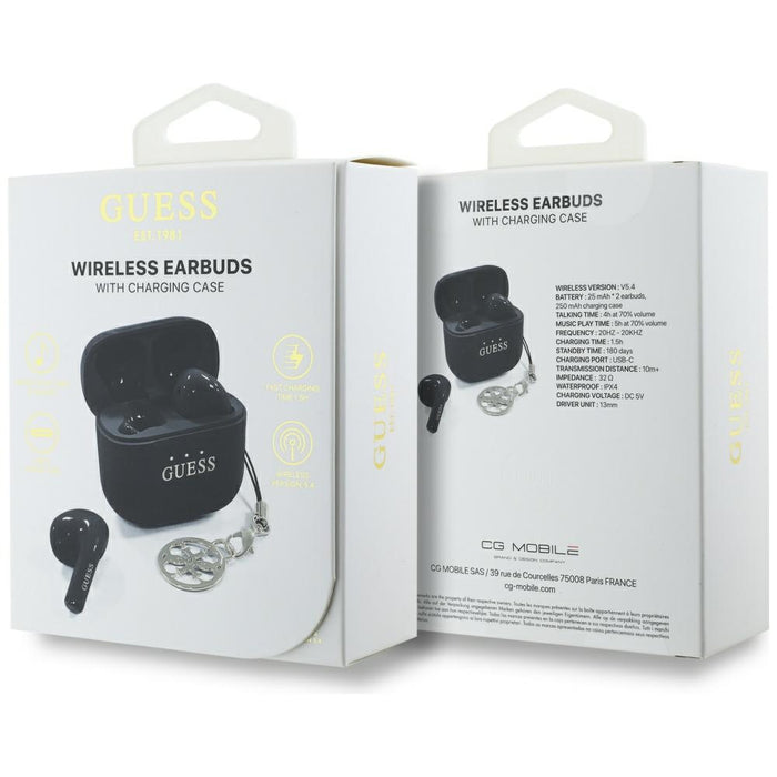 Guess Glossy Effect Printed Classic Logo &amp; Charm TWS headphones - black