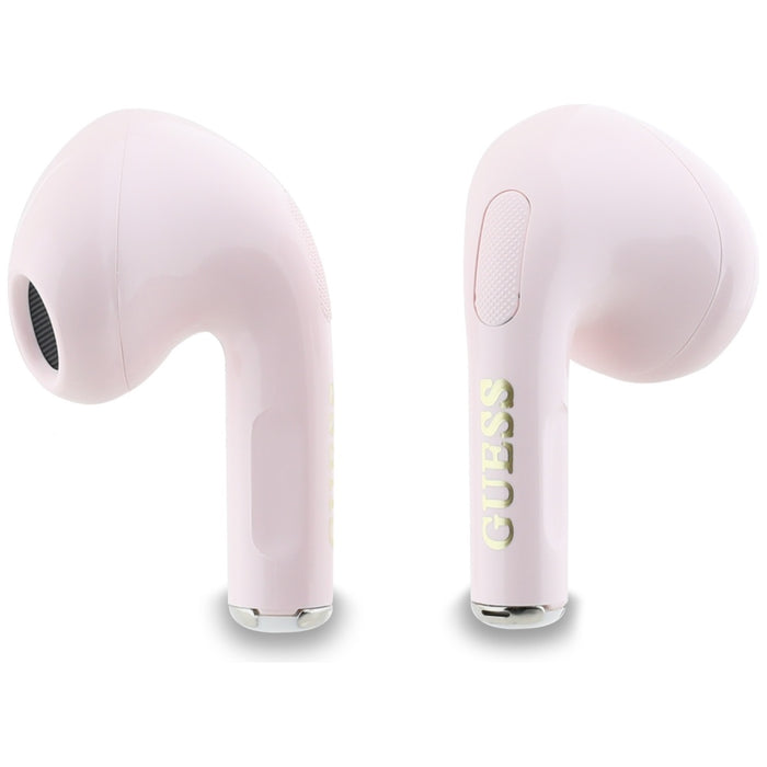 TWS Guess Glossy Effect Printed Classic Logo &amp; Charm Headphones - Pink