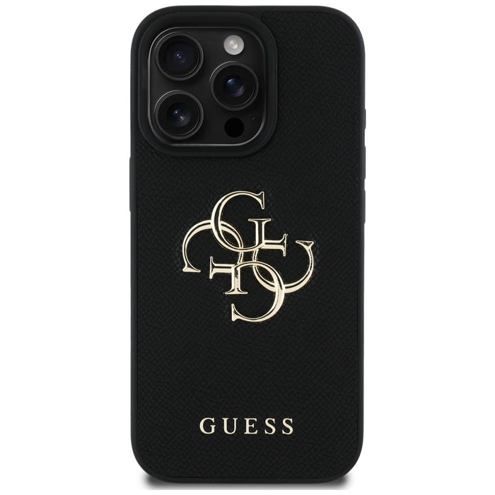 Guess Grained Big 4G Logo Small Classic Logo case for iPhone 16 Pro - black