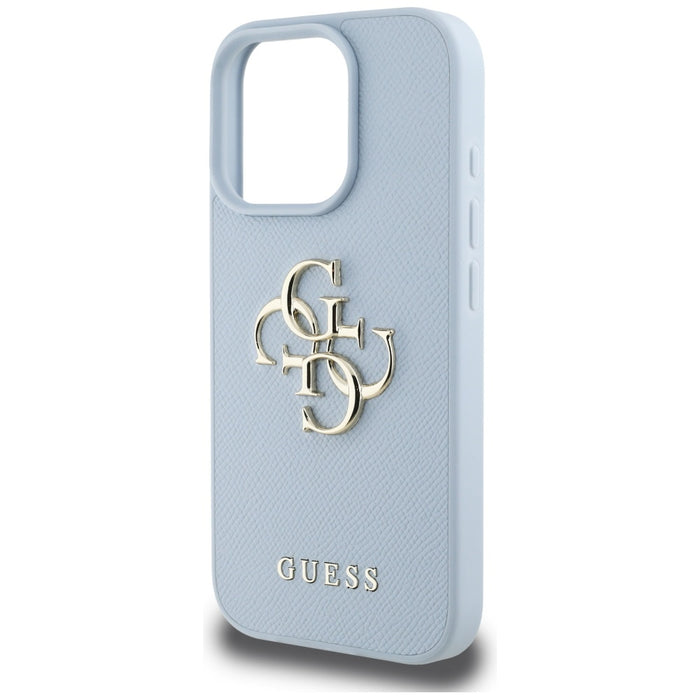 Guess Grained Big 4G Logo Small Classic Logo case for iPhone 16 Pro Max - blue