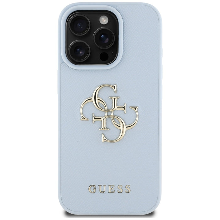Guess Grained Big 4G Logo Small Classic Logo case for iPhone 16 Pro Max - blue