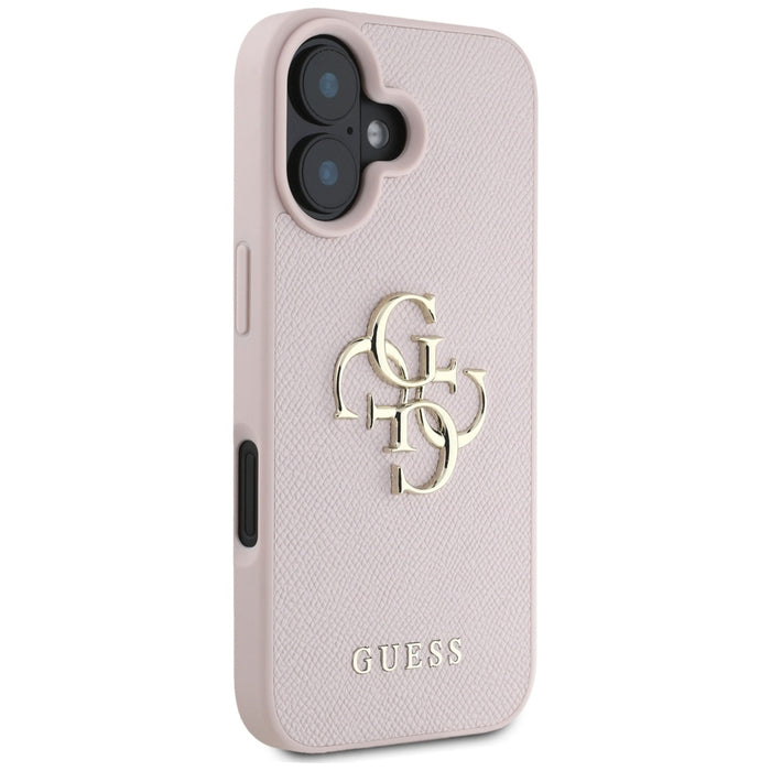 Guess Grained Big 4G Logo Small Classic Logo case for iPhone 16 - pink