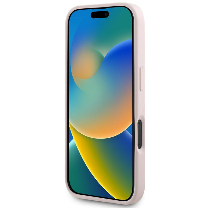 Guess Hot Stamp 4G Pattern Triangle Metal Logo iPhone 16 Case - Pink