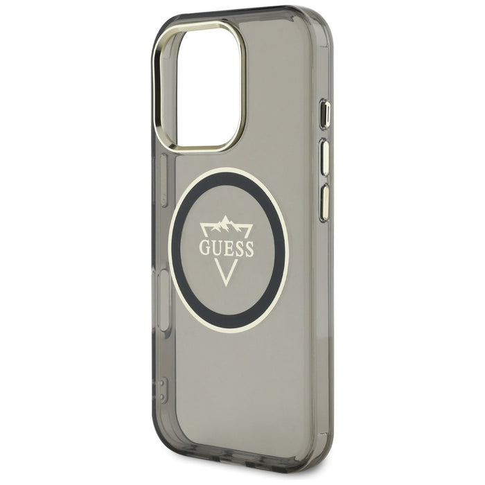 Guess IML Metal Mountain Logo MagSafe iPhone 16 Pro Max Case - Black