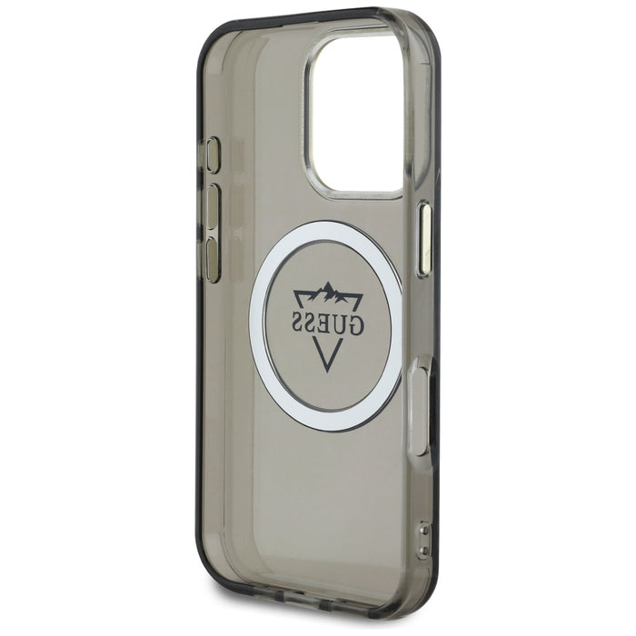Guess IML Metal Mountain Logo MagSafe iPhone 16 Pro Max Case - Black