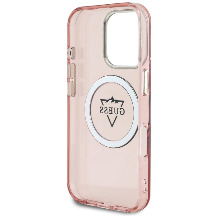 Guess IML Metal Mountain Logo MagSafe iPhone 16 Pro Case - Pink