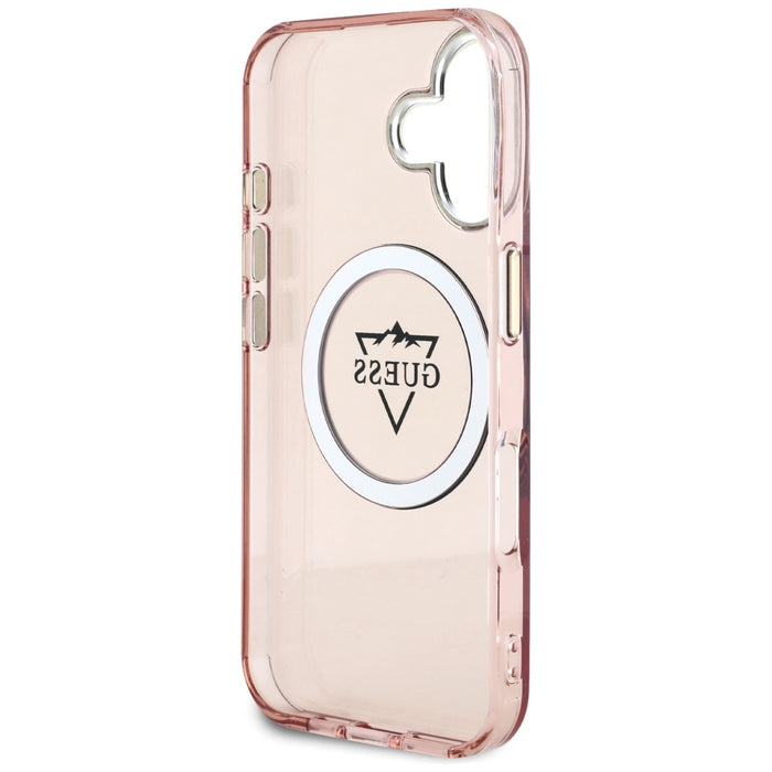 Guess IML Metal Mountain Logo MagSafe iPhone 16 Case - Pink