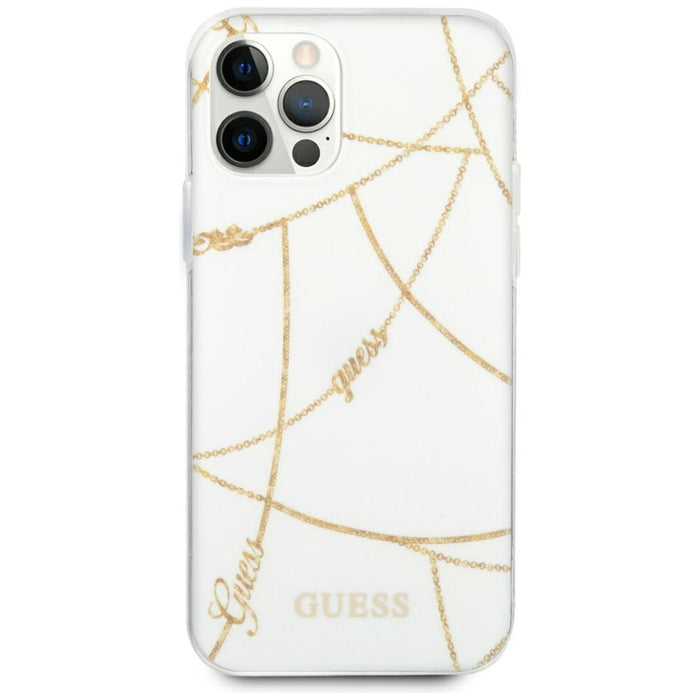 Guess Gold Chain Collection iPhone 12 Pro Max 6.7" Case - White