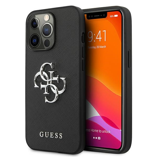 Guess Saffiano 4G Metal Logo case for iPhone 13 Pro / 13 6.1" - black