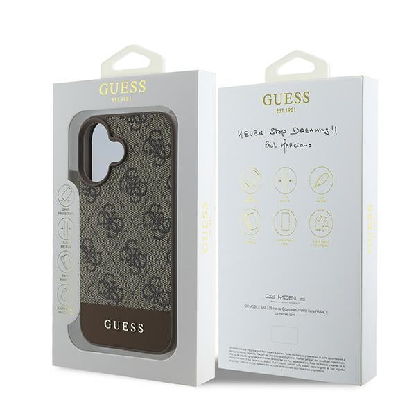 Guess 4G Bottom Stripe Case for iPhone 16 Plus 6.7" - Brown
