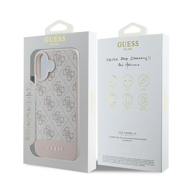 Guess 4G Bottom Stripe Case for iPhone 16 Plus 6.7" - Pink
