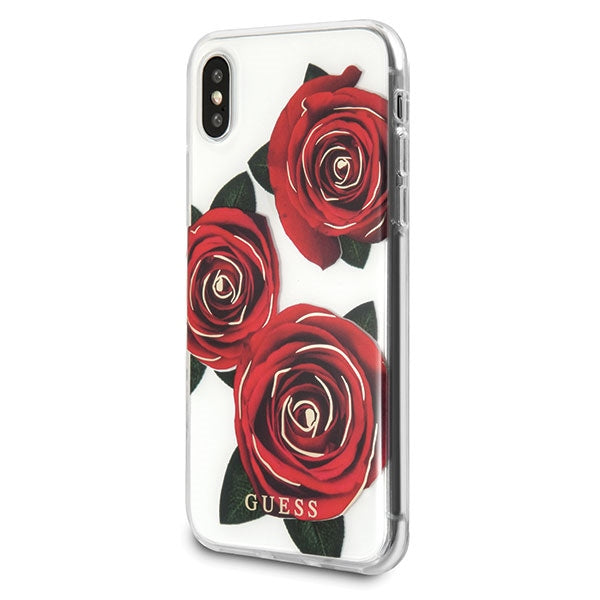 Guess Flower Desire Red Rose iPhone X Case - Transparent