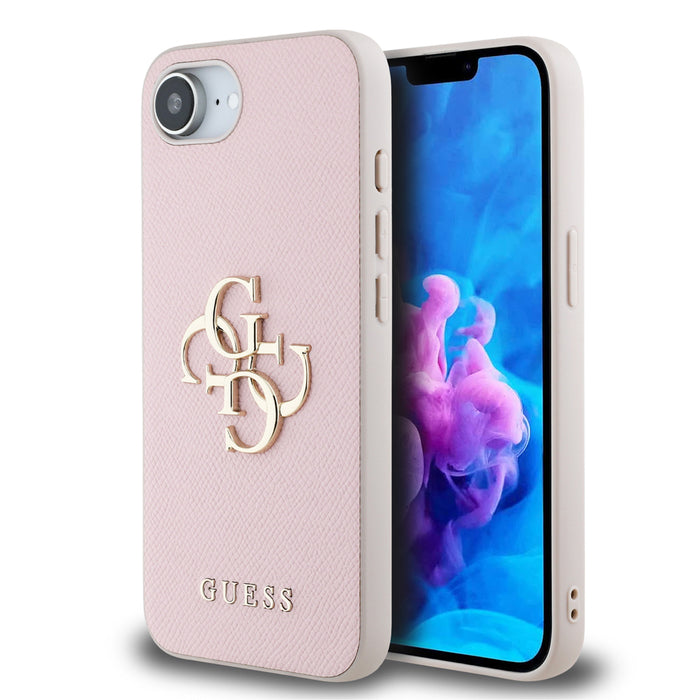 Guess PU Grained 4G Metal Logo iPhone 16e Case - Pink