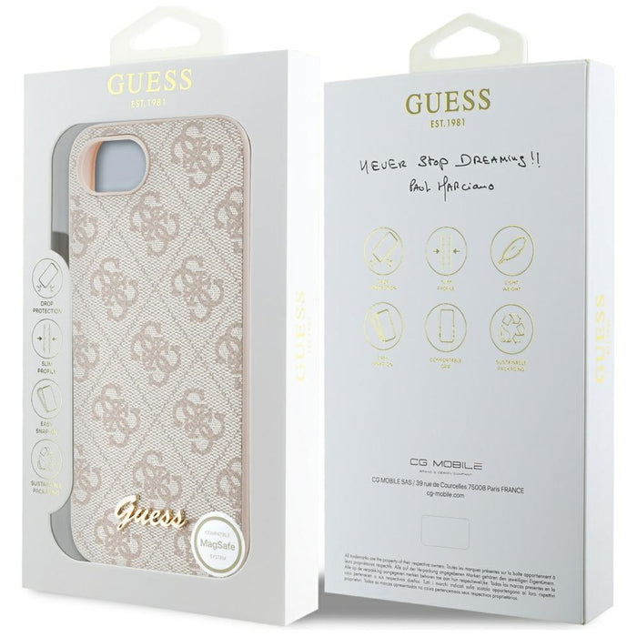 Guess 4G Script Logo MagSafe iPhone 16e Case - Pink
