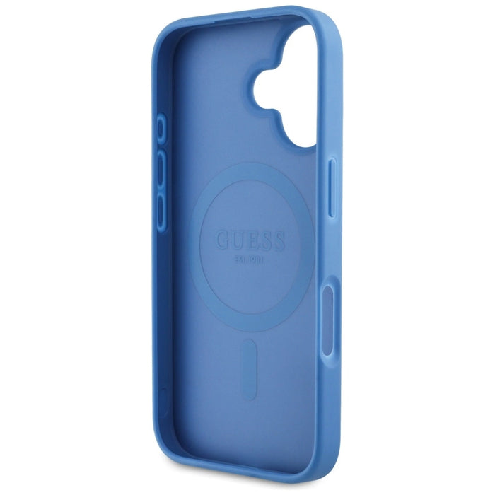 Guess 4G Circle Classic Logo MagSafe case for iPhone 16 - blue
