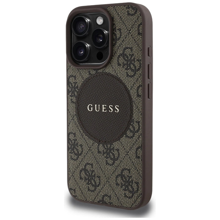 Guess 4G Circle Classic Logo MagSafe case for iPhone 16 Pro Max - brown