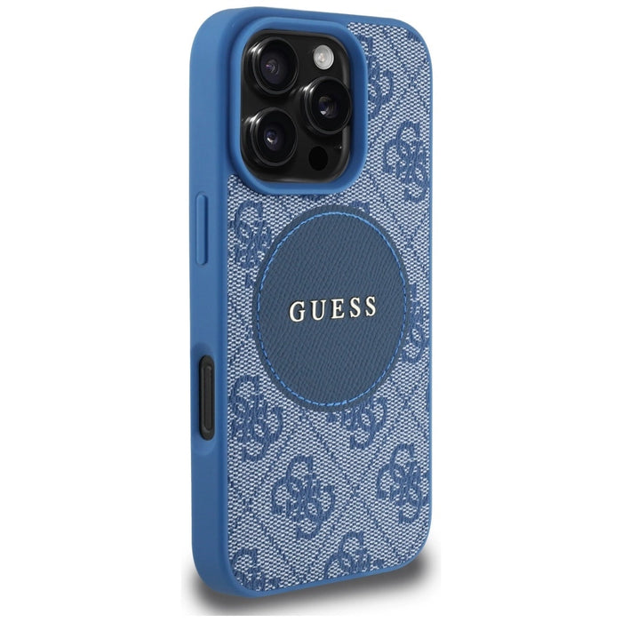 Guess 4G Circle Classic Logo MagSafe case for iPhone 16 Pro Max - blue