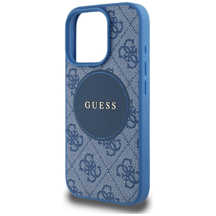 Guess 4G Circle Classic Logo MagSafe case for iPhone 16 Pro Max - blue