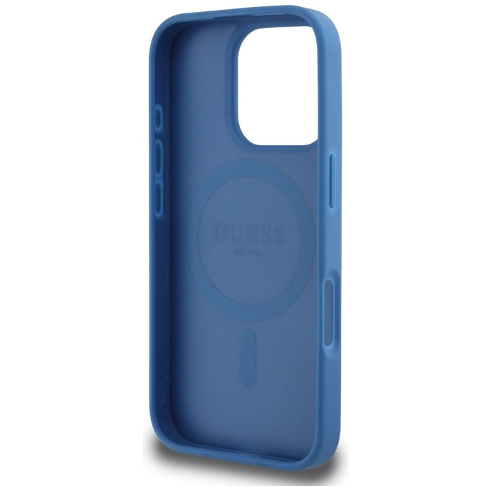 Guess 4G Circle Classic Logo MagSafe case for iPhone 16 Pro Max - blue