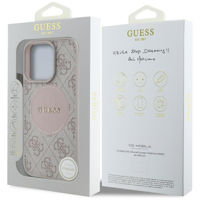 Guess 4G Circle Classic Logo MagSafe iPhone 16 Pro Case - Pink