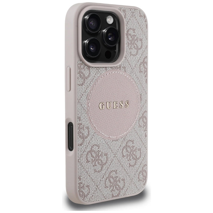 Guess 4G Circle Classic Logo MagSafe iPhone 16 Pro Case - Pink