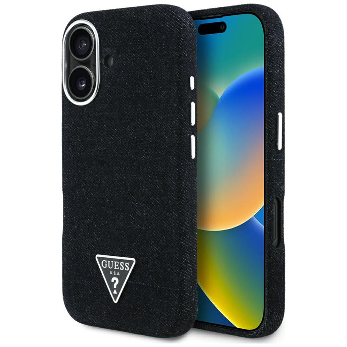 Guess Denim Triangle Logo MagSafe case for iPhone 16 - black