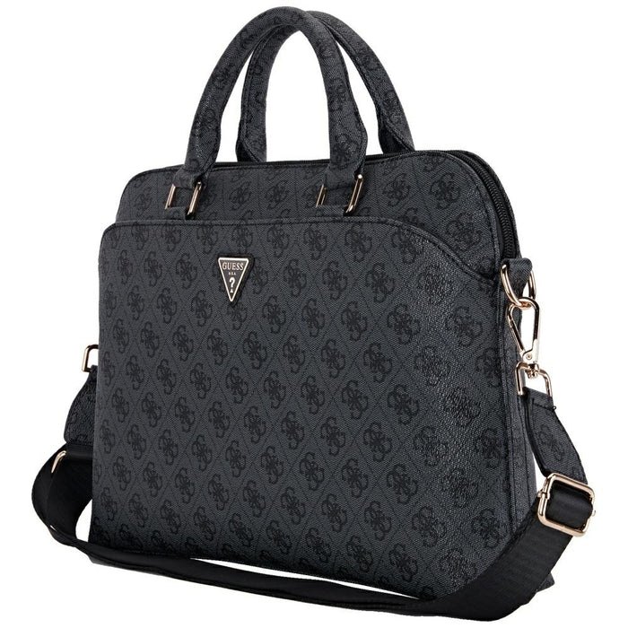Guess 4G Zipper Pocket Triangle Logo 15" Laptop Bag - Black