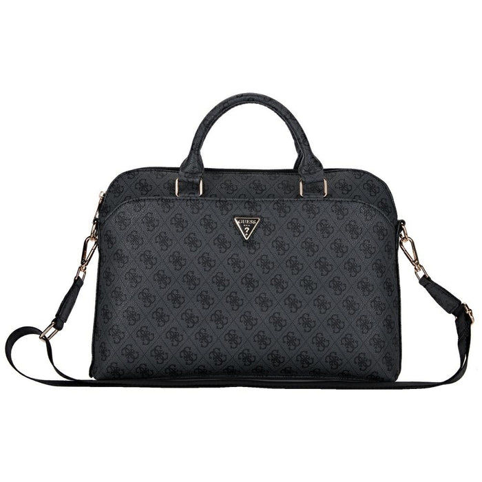 Guess 4G Zipper Pocket Triangle Logo 15" Laptop Bag - Black