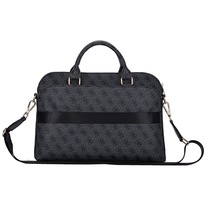 Guess 4G Zipper Pocket Triangle Logo 15" Laptop Bag - Black